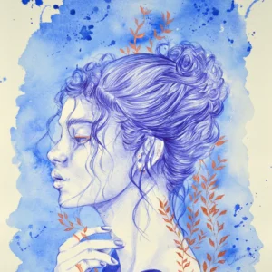 Ilustración Belleza Natural de Christine Hope en técnica mixta con bolígrafo y acuarela.