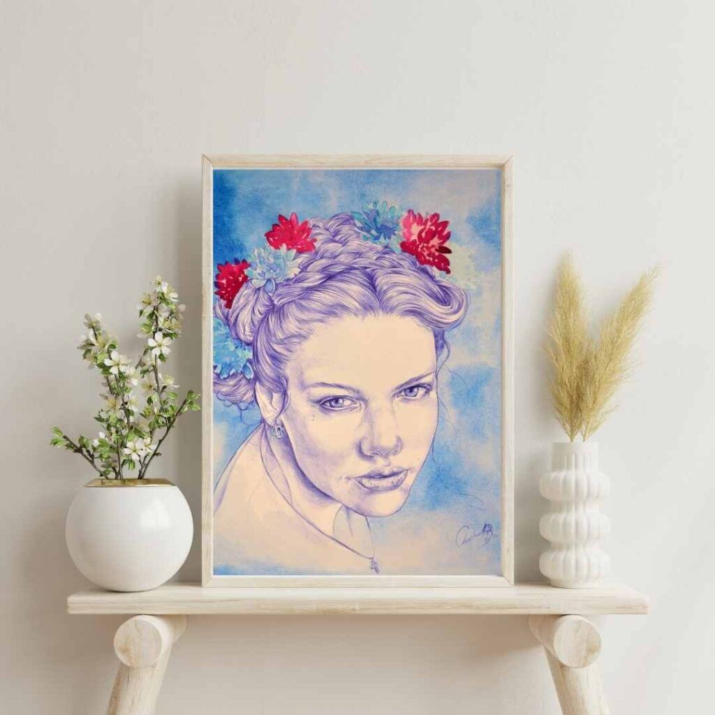 Cuadro Peonía colgado en una pared, transmitiendo serenidad y profundidad emocional, ideal para ambientes inspiradores y personales.